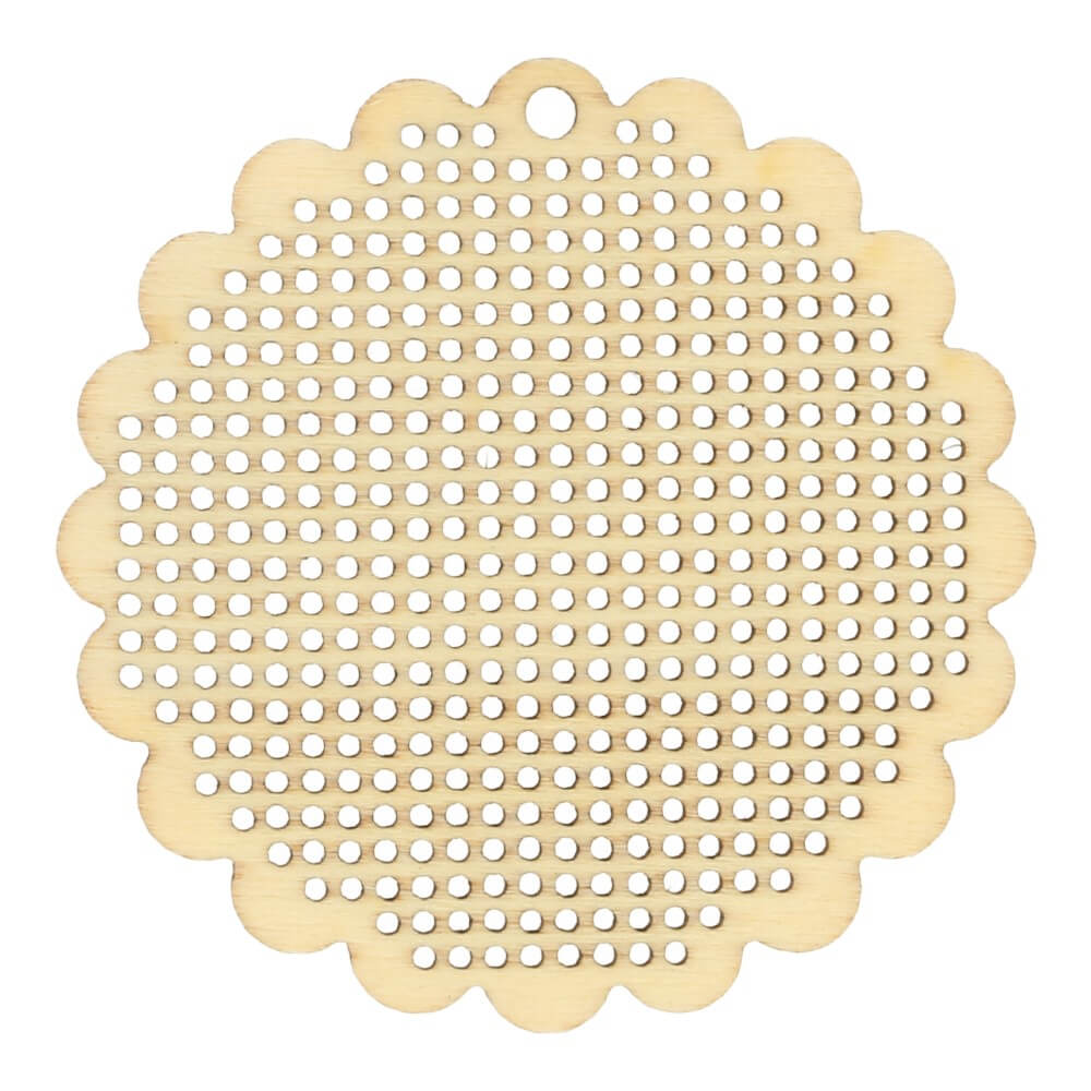 Wooden ornament round with holes 4.8cm - 10pcs