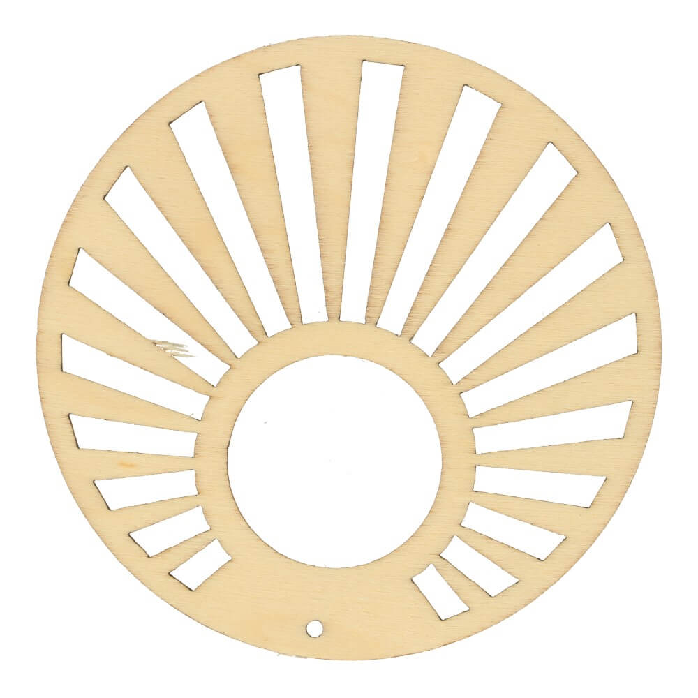 Wooden ornament round fan 7cm - 10pcs