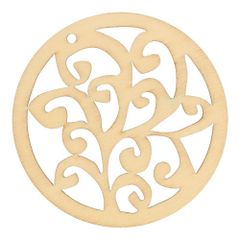 Wooden ornament round curl 7cm - 10pcs