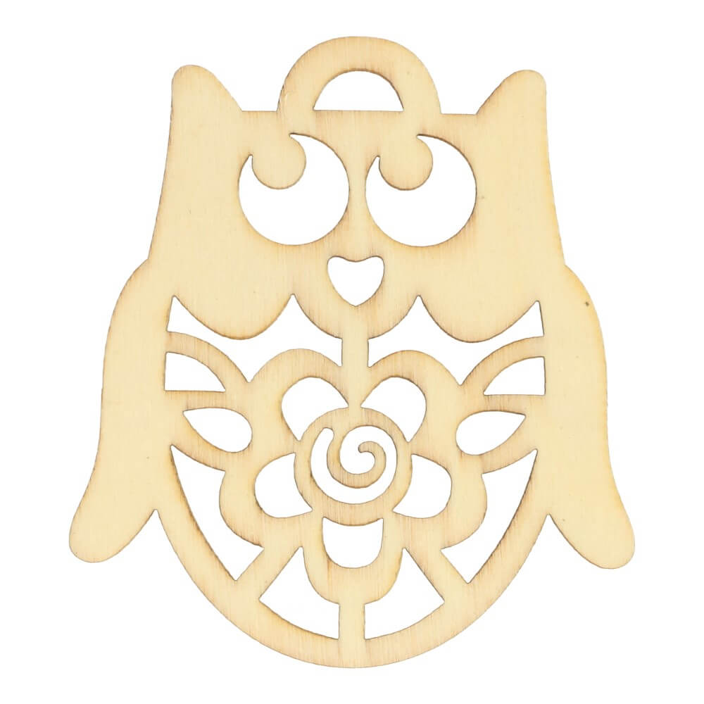 Houten ornament uil 6cm - 10st