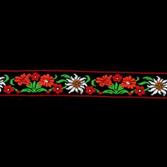 Ribbon black with Flowers 4 colors - 25m