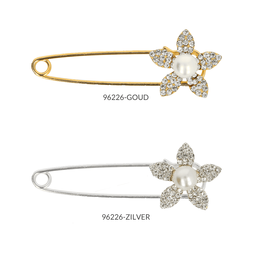 Kiltspelden strass bloem parel - 5st