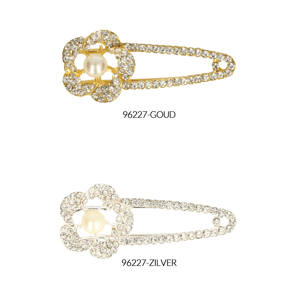 Kiltspelden strass bloem parel - 5st