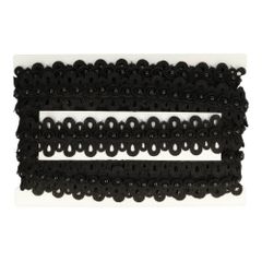 Parelband etskant in licht offwhite en zwart - 13.7m - 000