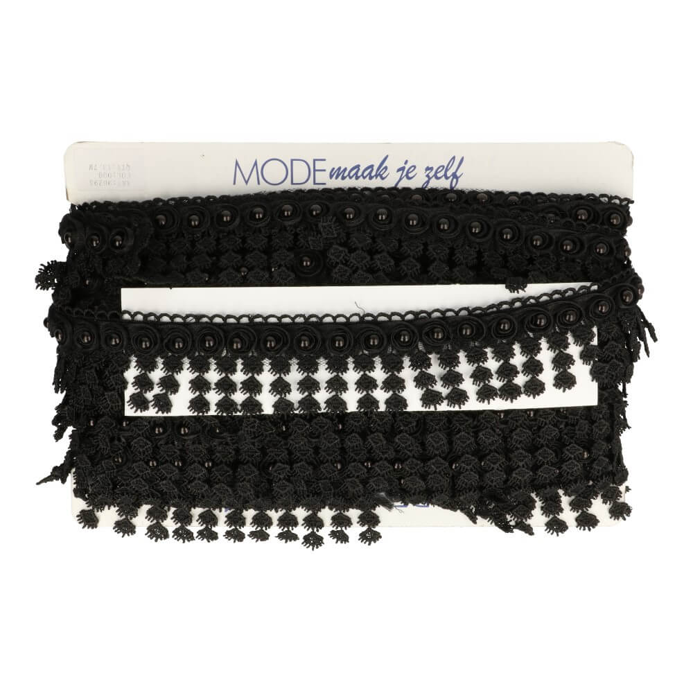 Pearl ribbon Chemical lace in light, offwhite and black  -  13.7m