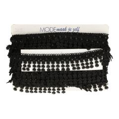 Spitzenband Perlen hell off-white und schwarz - 13.7m