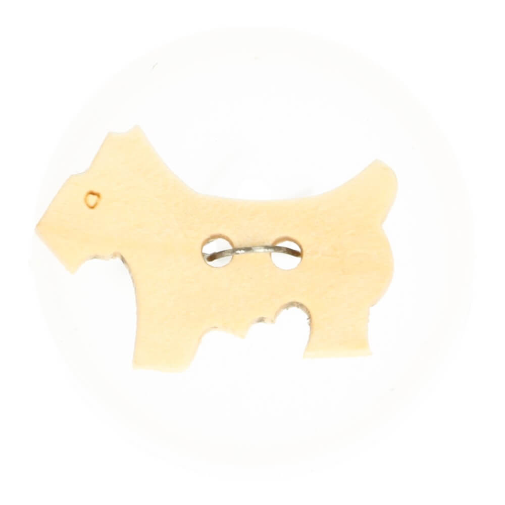 Knoop hout hondje gelaserd maat 24, 28 of 32  -  50st