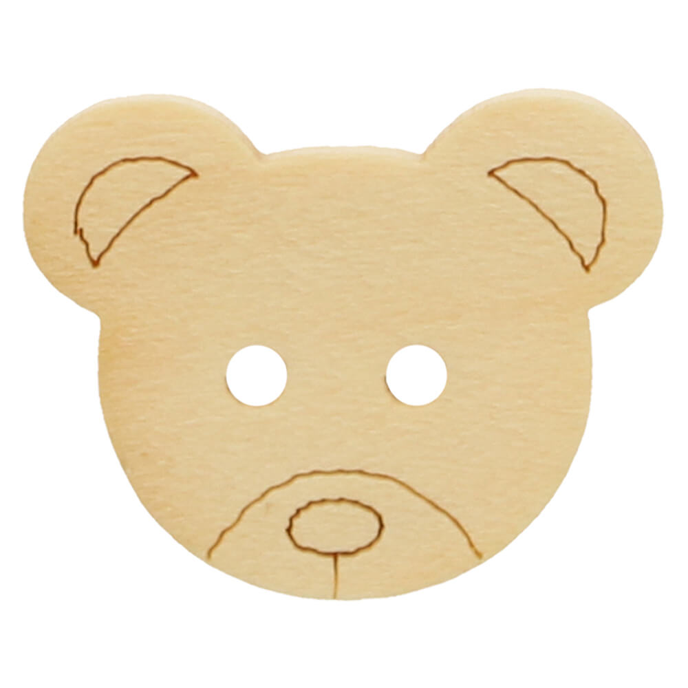 Button bear wood size 28 - 17.5mm - 50pcs