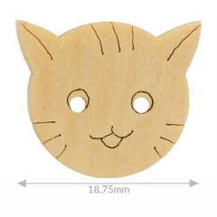 Knopf Katze Holz gelasert Größe 30 - 18,75mm - 50Stk