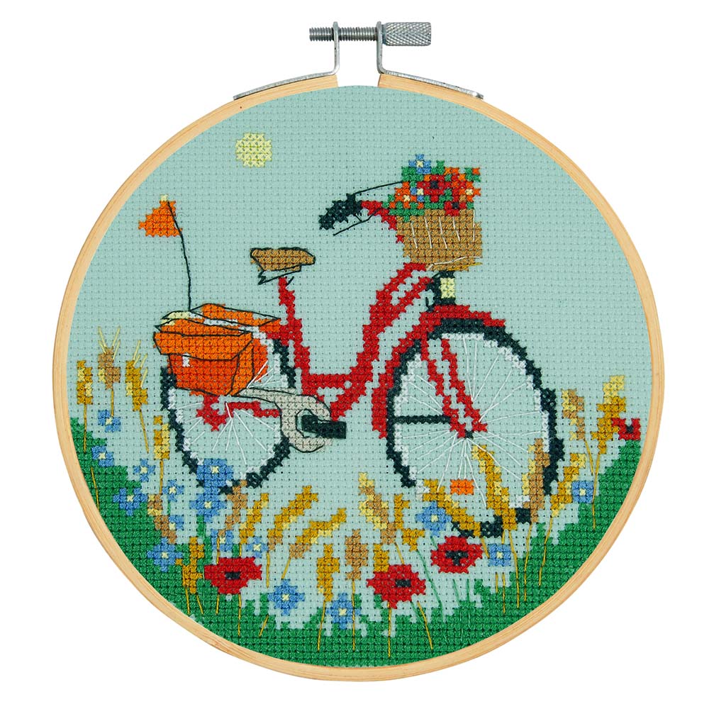 DMC Cross stitch kit Red Bicycle 15cm - 3pcs