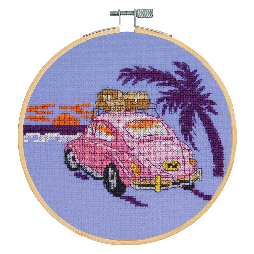 DMC Cross stitch kit Pink Beetle 15cm - 3pcs