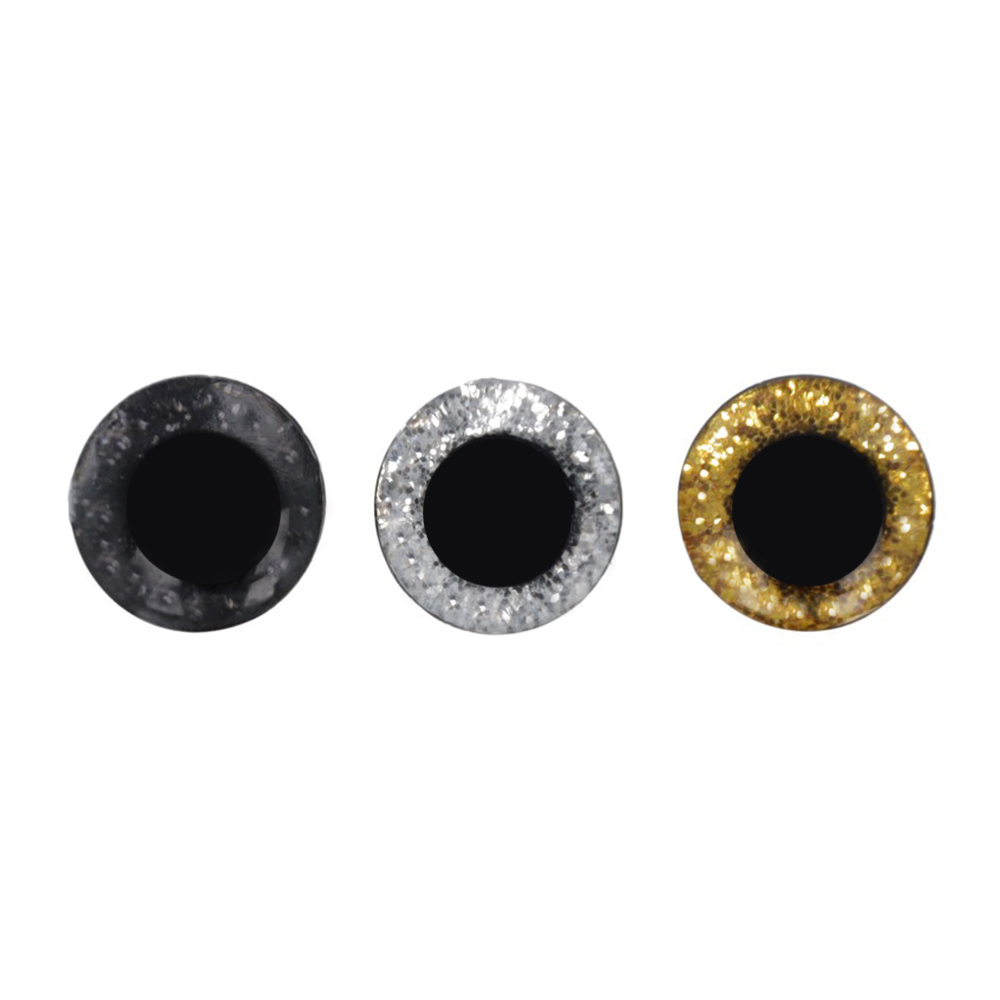 Crafties Safety eyes glitter assort. 10-12mm - 3 pairs -5pcs