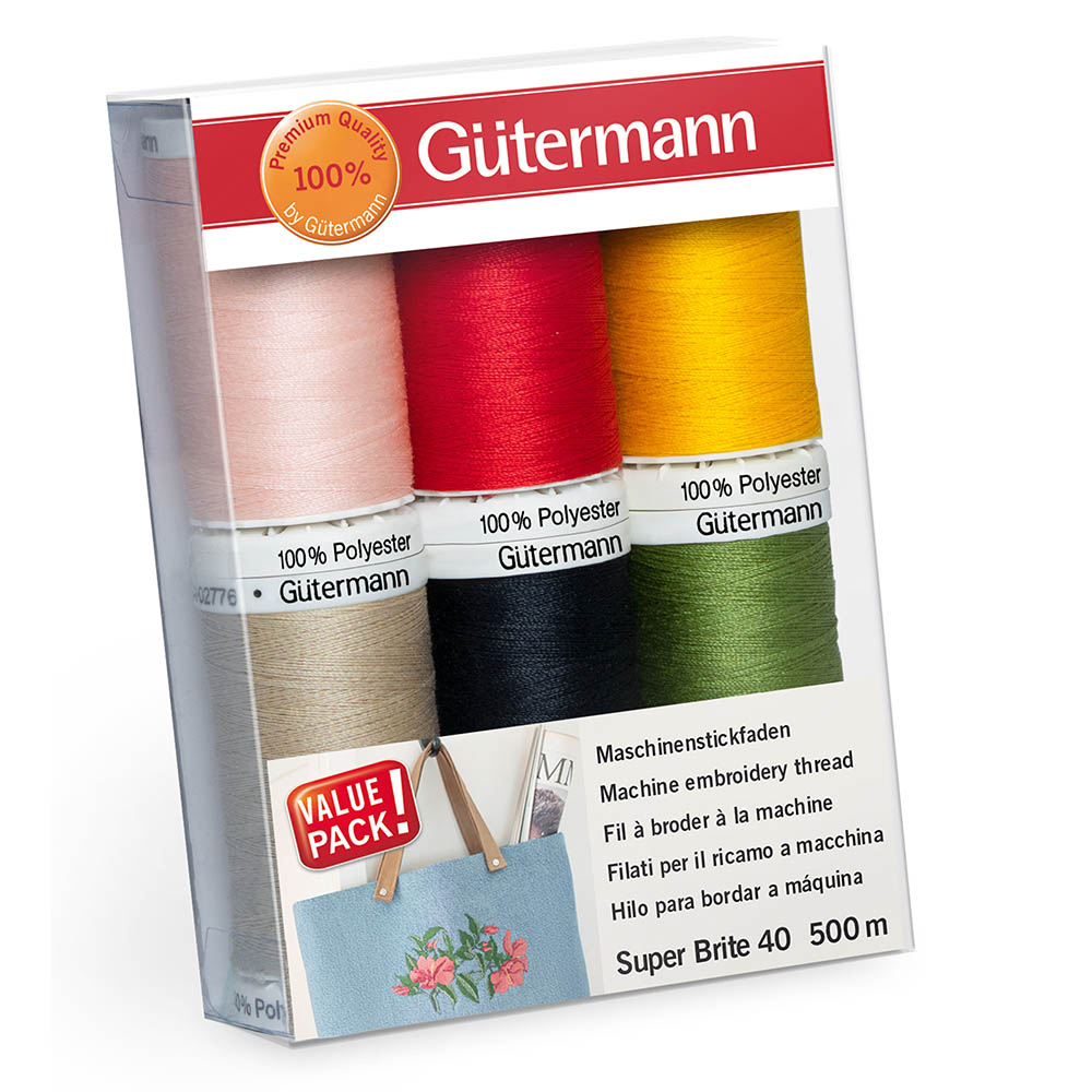 Gütermann Super Brite 40 borduurgarenset - 6x500m - 1st
