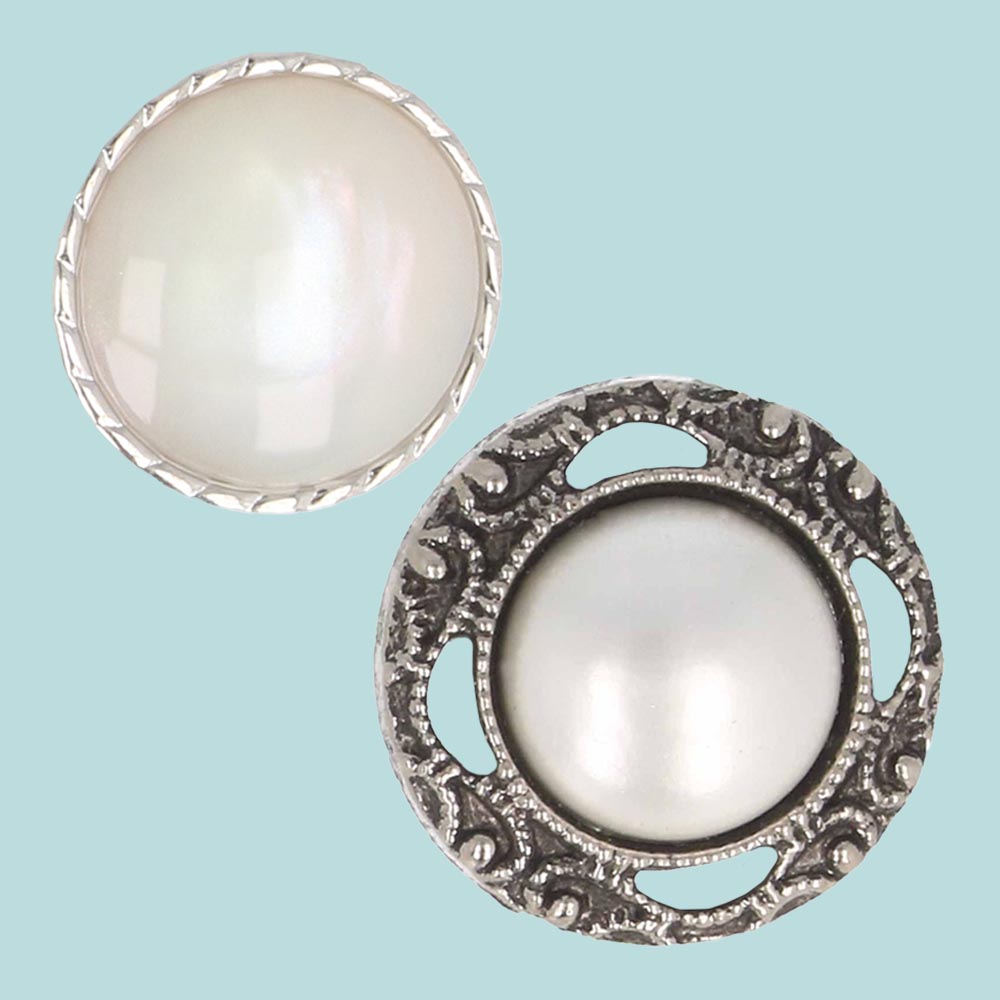 Milward Knoop dot parel met rand 13-15mm zilver