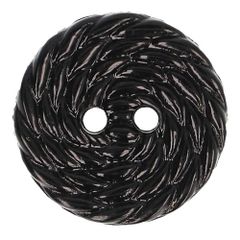 Milward 2-hole button round rope 15mm black - 1x6pcs