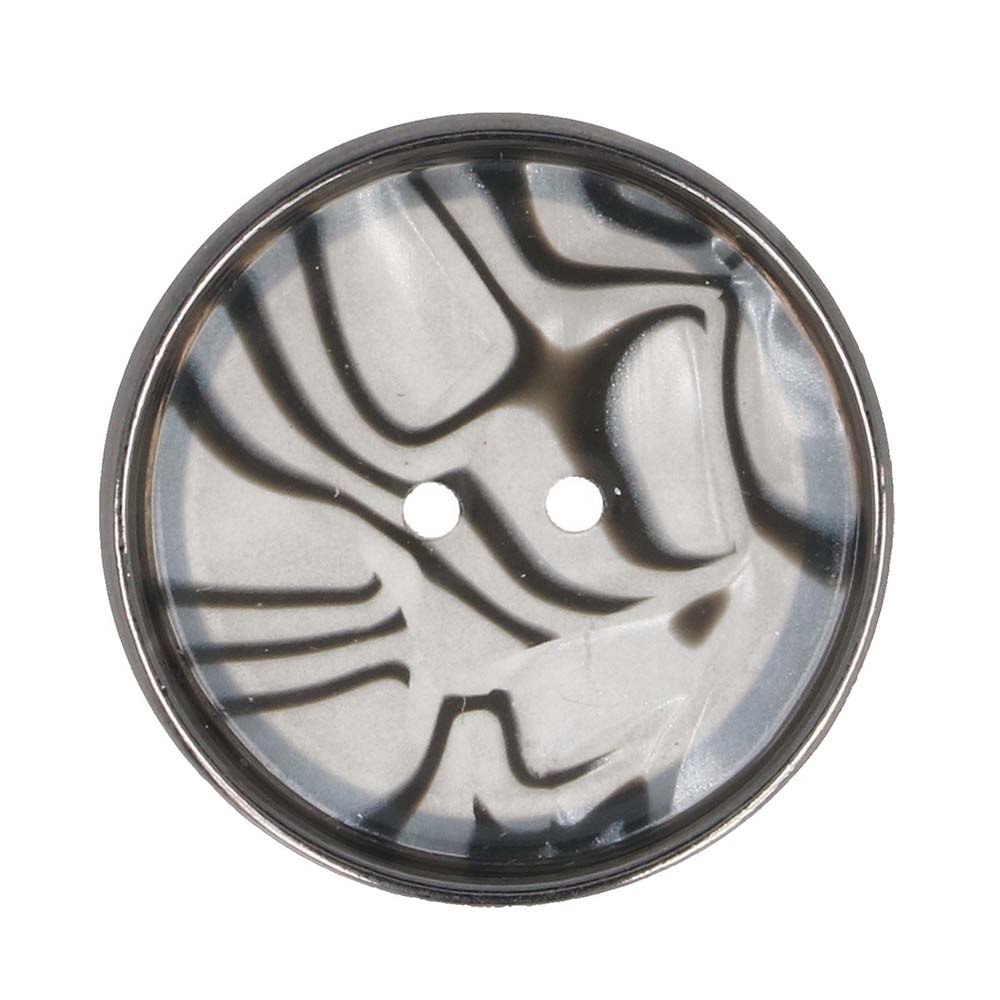 Milward 2-hole button striped 25mm black - 1x4pcs