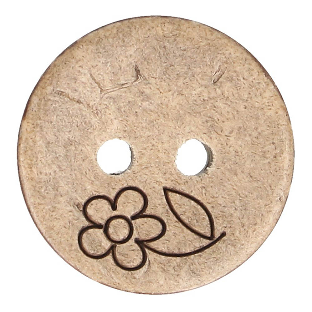 Milward 2-hole button engraved coconut 15mm - 1x10pcs