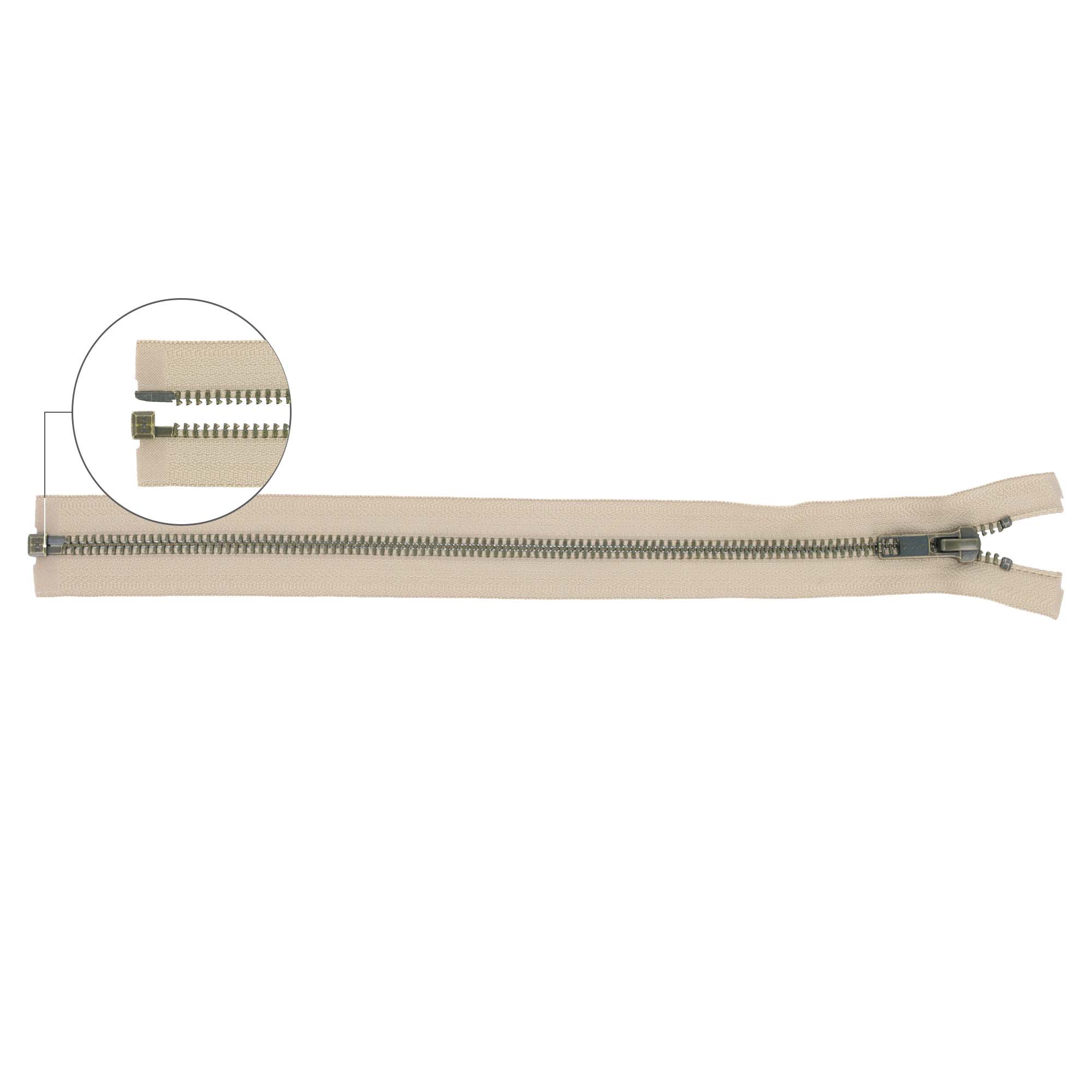 YKK Metaalrits deelbaar oud messing nr.5 50cm - 573
