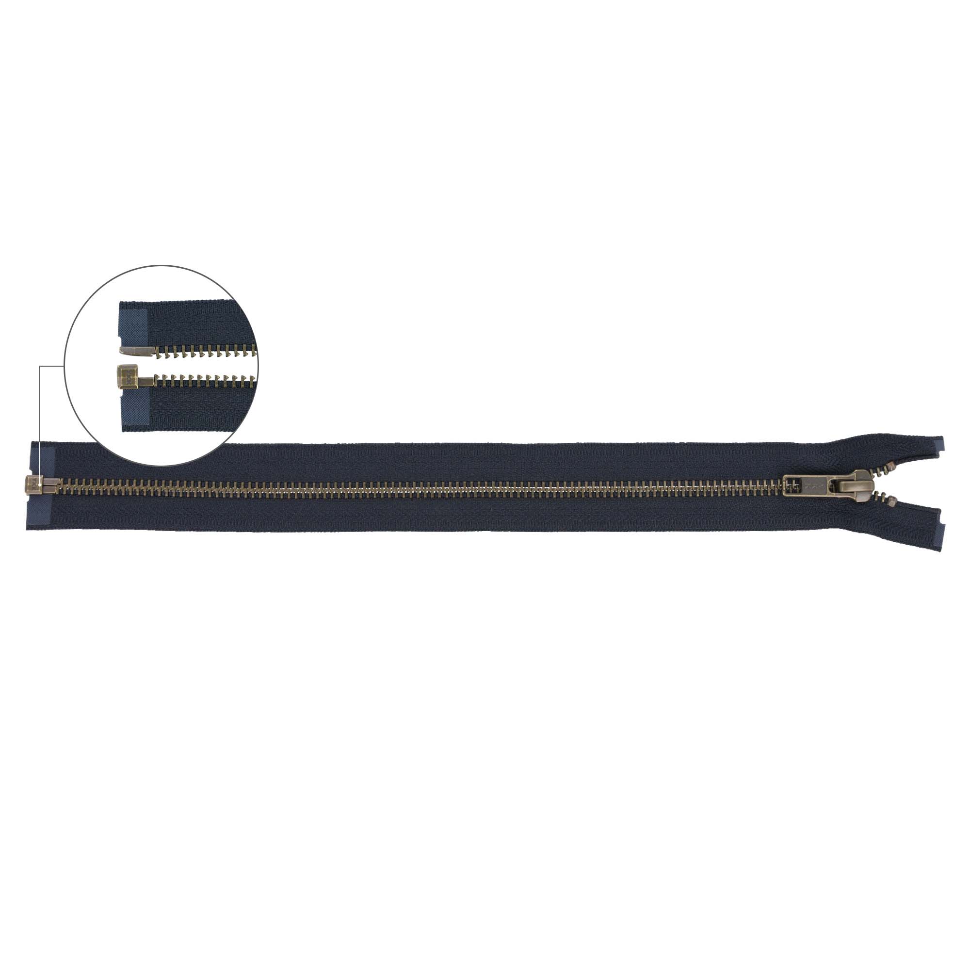 YKK Metaalrits deelbaar oud messing nr.5 65cm - 071