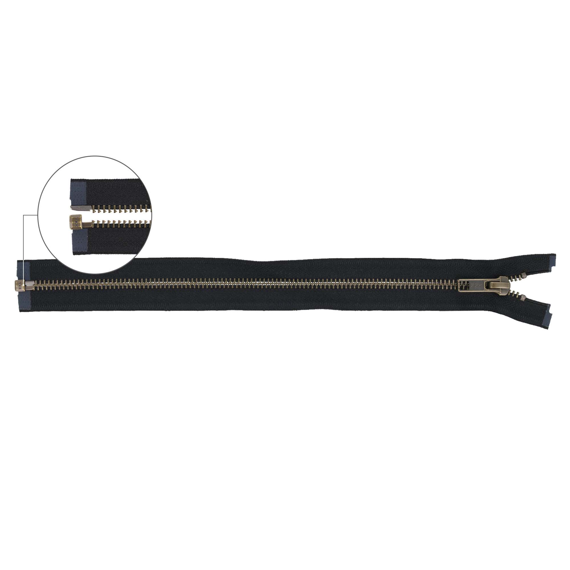 YKK Metaalrits deelbaar oud messing nr.5 65cm - 580