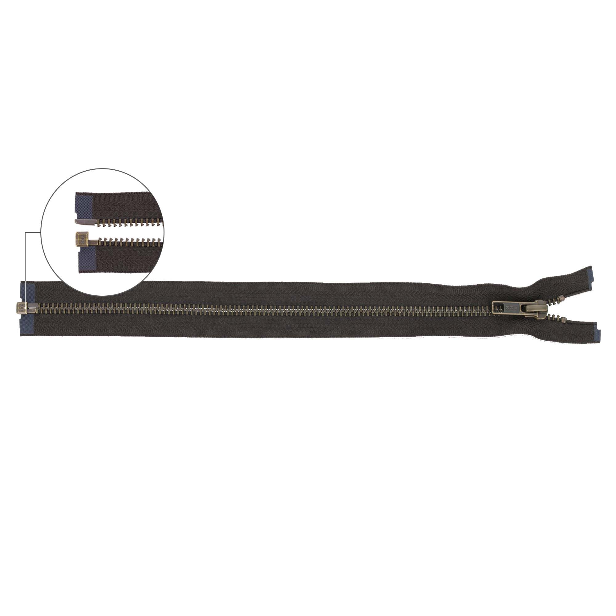 YKK Metaalrits deelbaar oud messing nr.5 75cm - 916