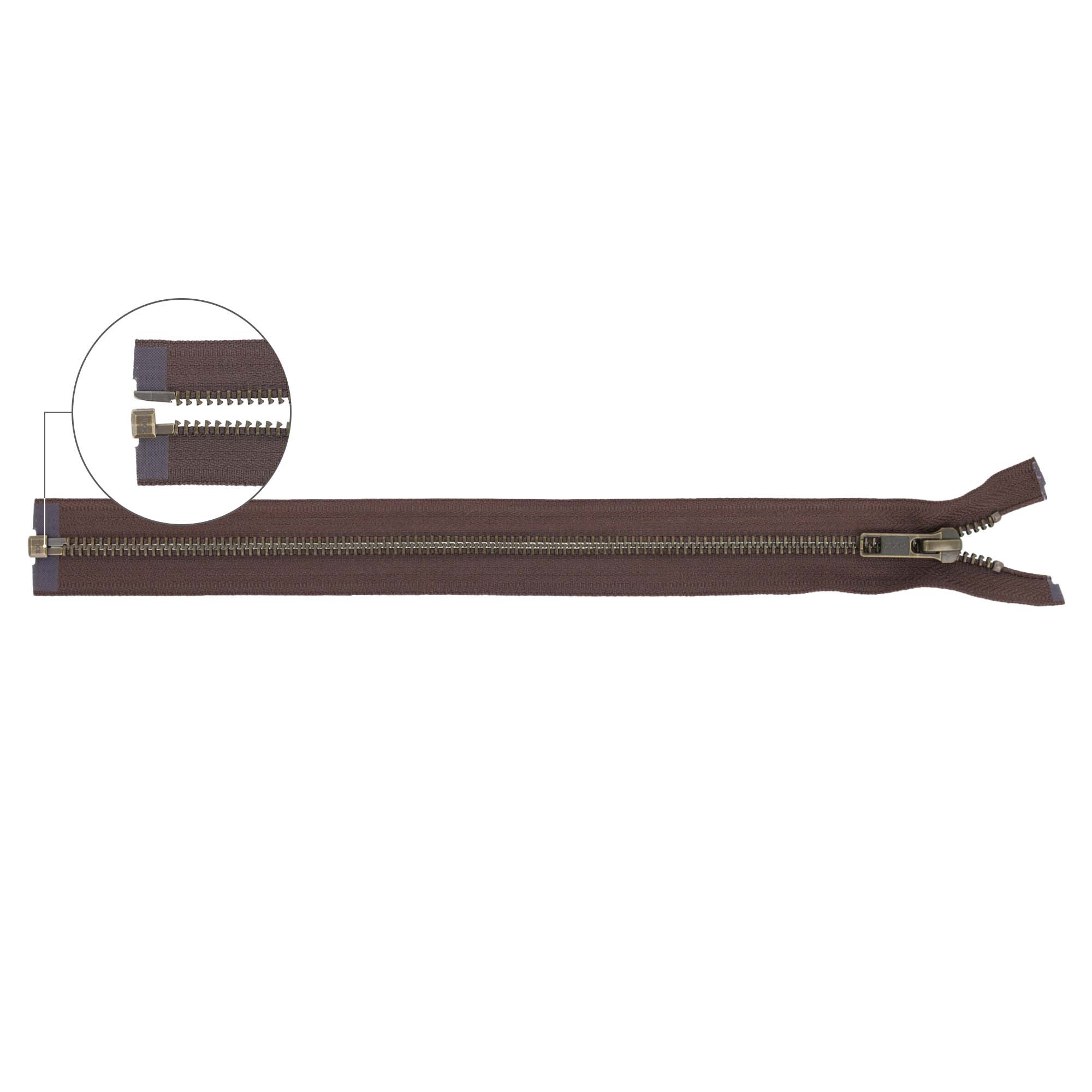 YKK Metaalrits deelbaar oud messing nr.5 80cm - 570