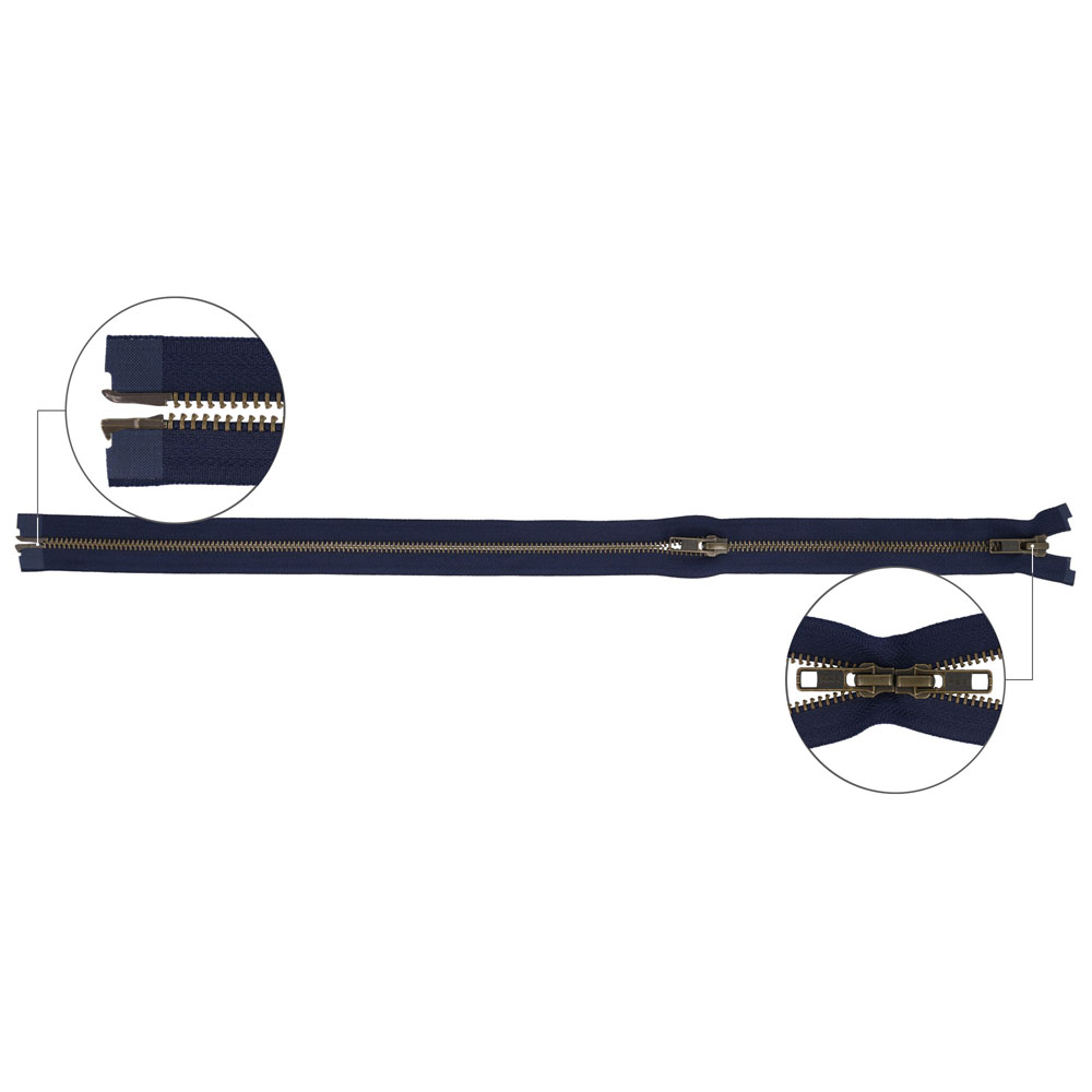 YKK Metaalrits dubbel deelbaar oud messing nr.5 75cm - 058