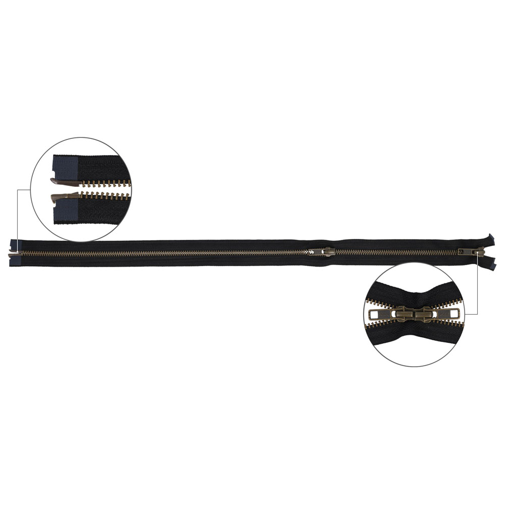YKK Metaalrits dubbel deelbaar oud messing nr.5 110cm - 580