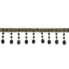 Ribbon with glass beaded fringe 50mm - 10m