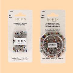 Bohin Glaskopfstecknadeln Sort. farbig - 1x80-200Stk