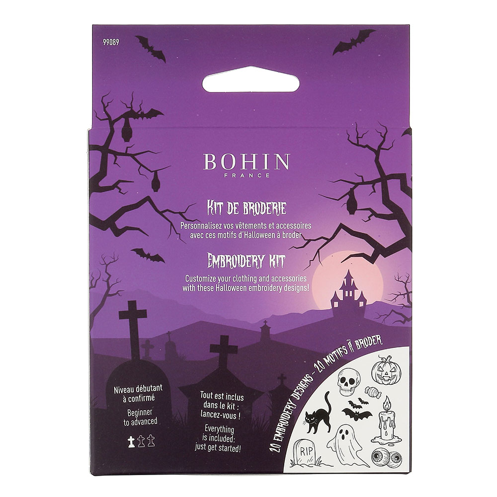 Bohin Embroidery kit with soluble Halloween motives - 1pc