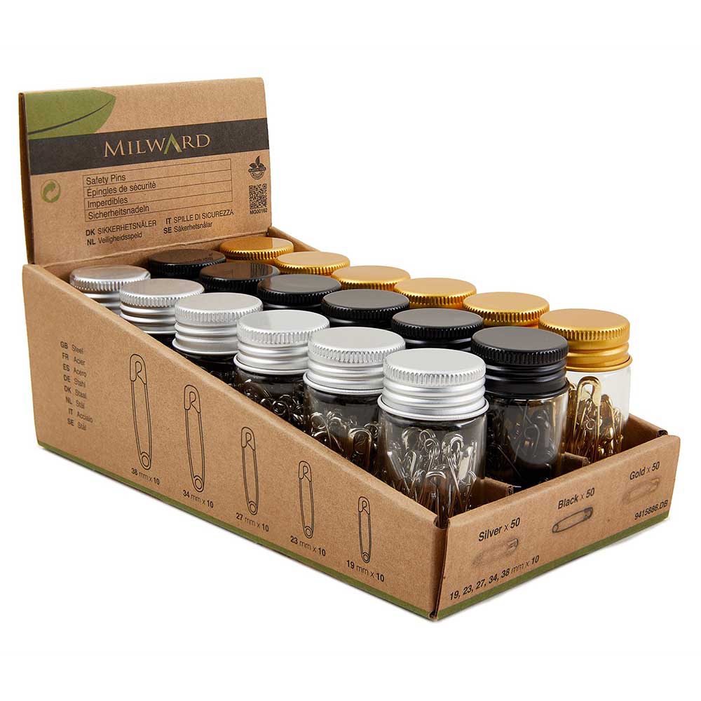 Milward Veiligheidsspelden ast. maat 19-38mm display -1x18st