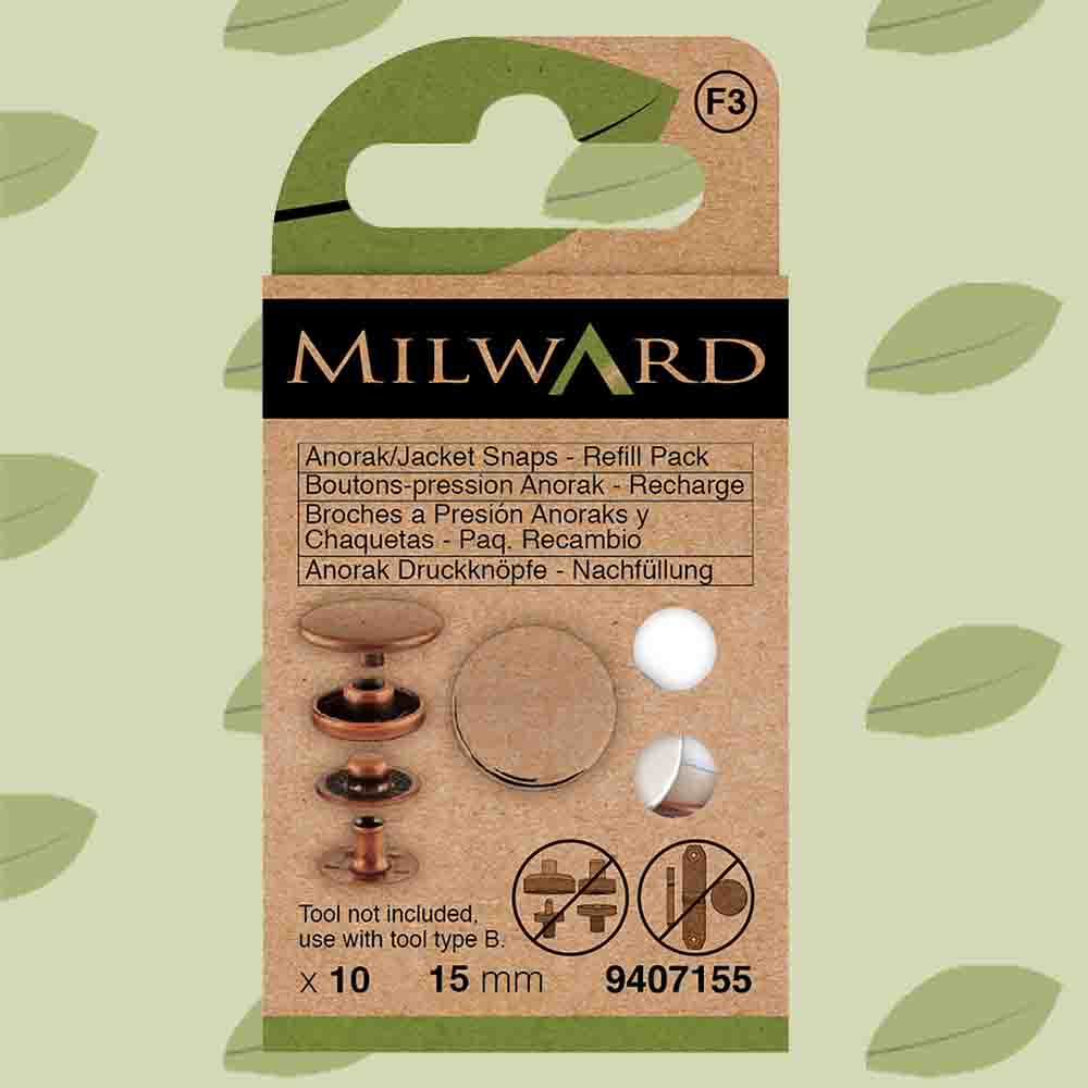 Milward Naaivrijdrukknoop anorak 15mm - 5x10st