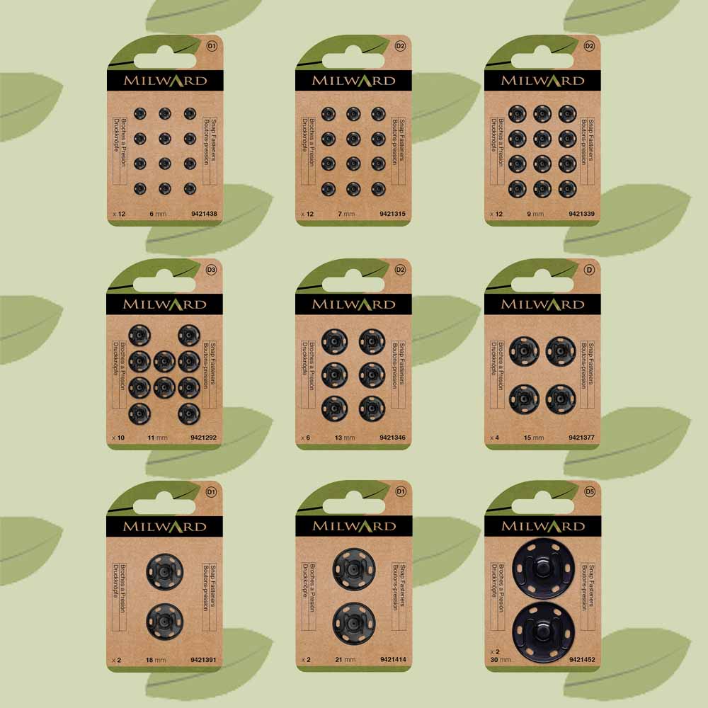 Milward Drukknopen aannaaibaar zwart - 5x2-12st