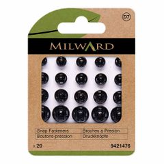 Milward Annäh-Druckknöpfe Sortiment schwarz - 5x20Stk