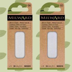 Milward Geripptes Non-Roll Gummib. gewebt weiß - 5x1m