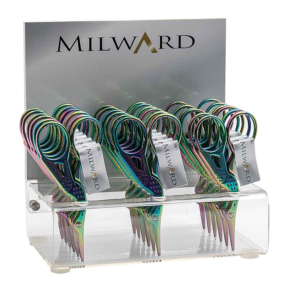 Milward Borduurschaar ooievaar rvs 9cm display - 1x18st