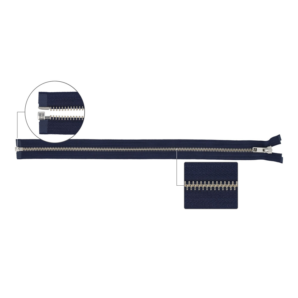 YKK Metaalrits deelbaar zilver nr.5 55cm - 058