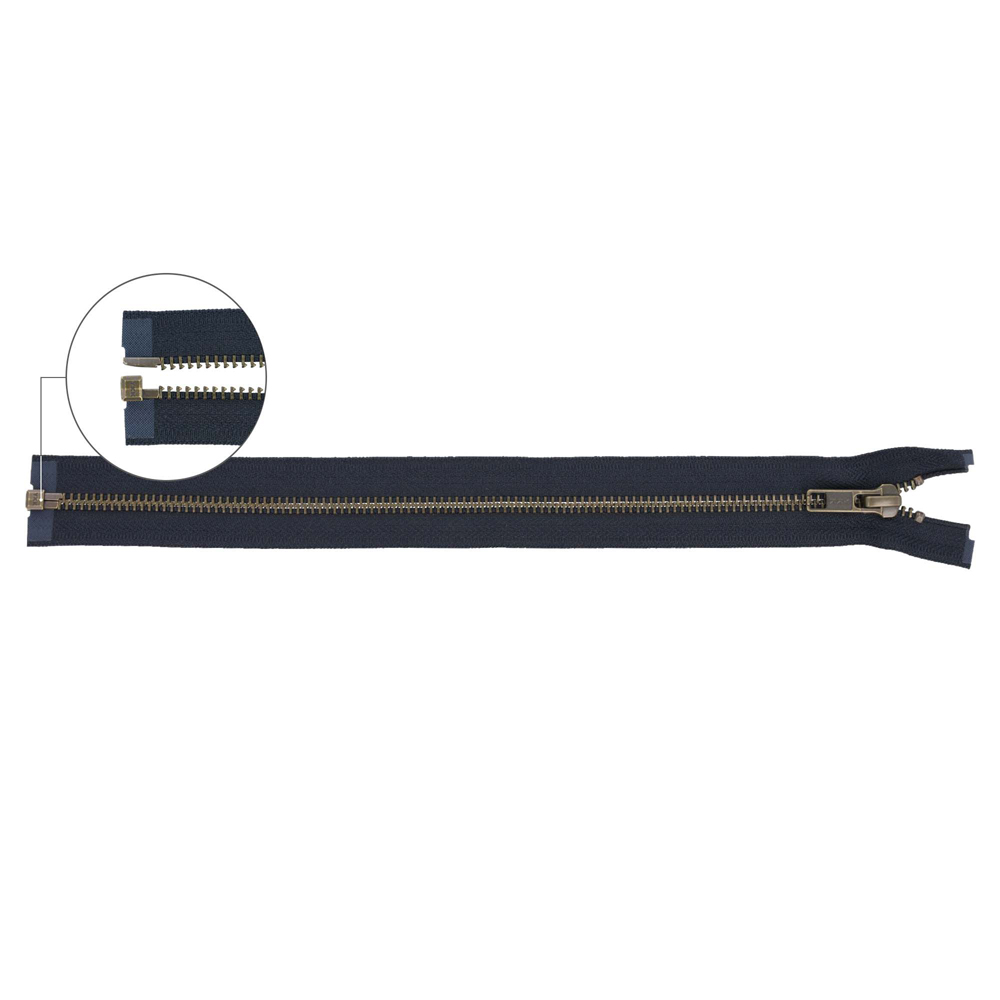 YKK Metaalrits deelbaar nr.5 100cm oud messing